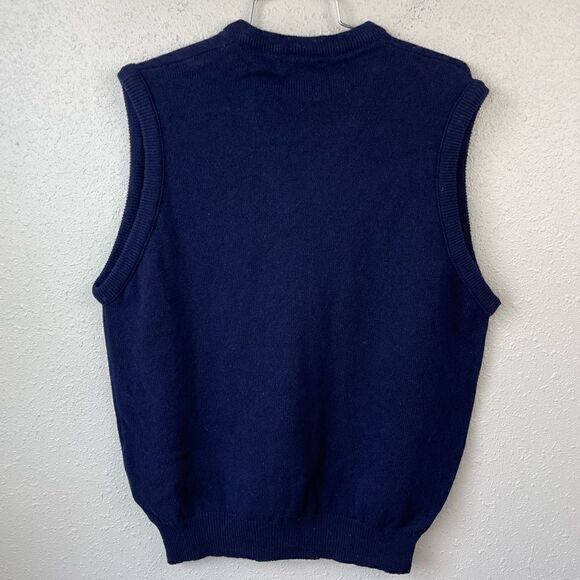 Pendleton Navy Blue Wool Sleeveless V-Neck Sweater Size L EUC - Picture 3 of 4